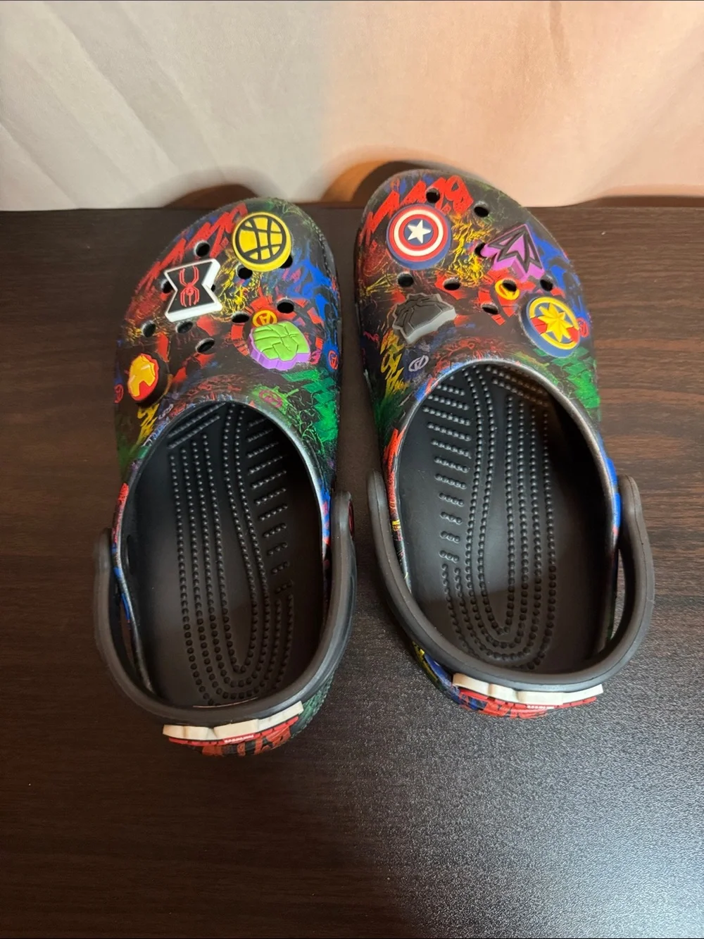 Marvel Kids Black Multicolor Superhero Crocs